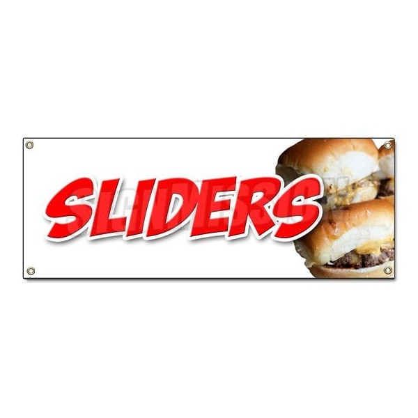 SLIDERSMINI BURGERS BANNER SIGN charcoal grilled beef cheeseburger eat